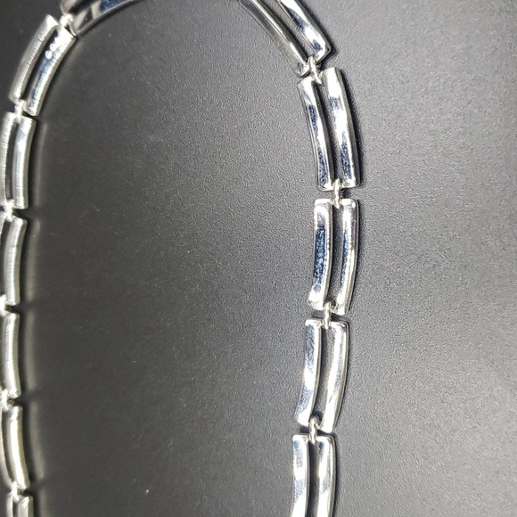 Monet Vintage Bar Chain Link Silvertone Necklace - Picture 3 of 3